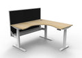 Rapidline Boost Plus Corner Workstation 1500 x 1500 x 750mm with Screen and Cable Tray Natural Oak / White Satin