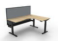 Rapidline Boost Plus Corner Workstation 1800 x 1500 x 750mm with Screen and Cable Tray Natural Oak / Black Satin