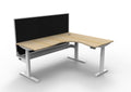 Rapidline Boost Plus Corner Workstation 1800 x 1500 x 750mm with Screen and Cable Tray Natural Oak / White Satin