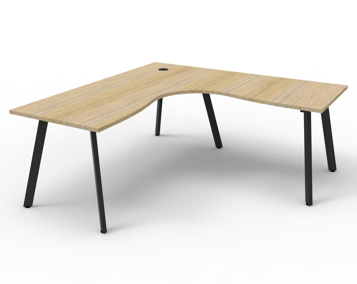 Rapidline Eternity Leg Corner Workstation 1800 x 1500 x 750mm Natural Oak / White Satin