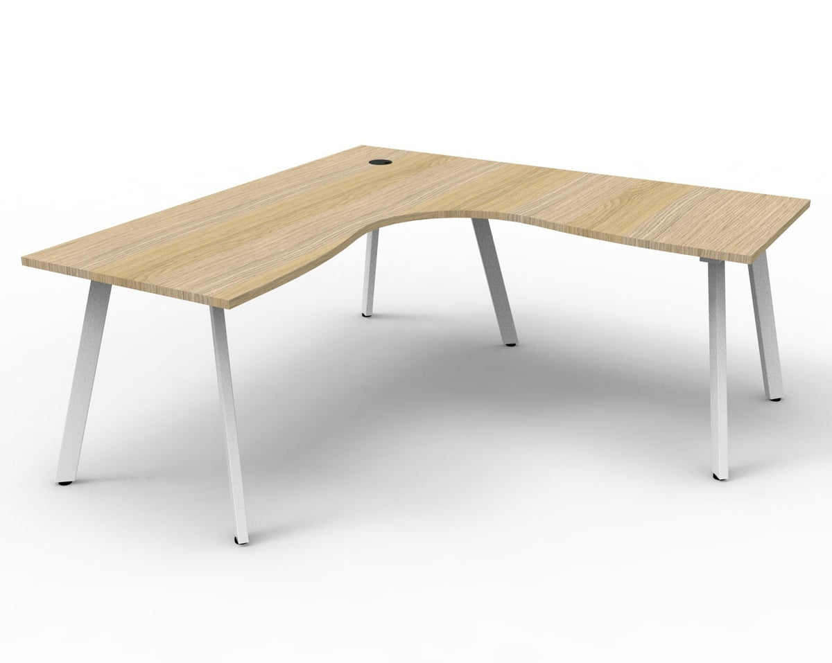Rapidline Eternity Leg Corner Workstation 1500 x 1500 x 750mm with Screen Natural Oak / Black Satin