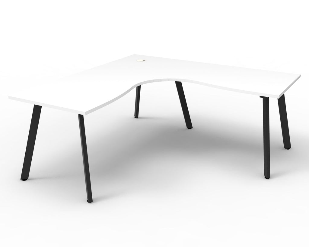 Rapidline Eternity Leg Corner Workstation 1800 x 1800 x 750mm Natural Oak / White Satin