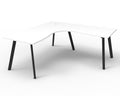 Rapidline Eternity Leg Corner Workstation 1800 x 1500 x 750mm Natural White / Black Satin