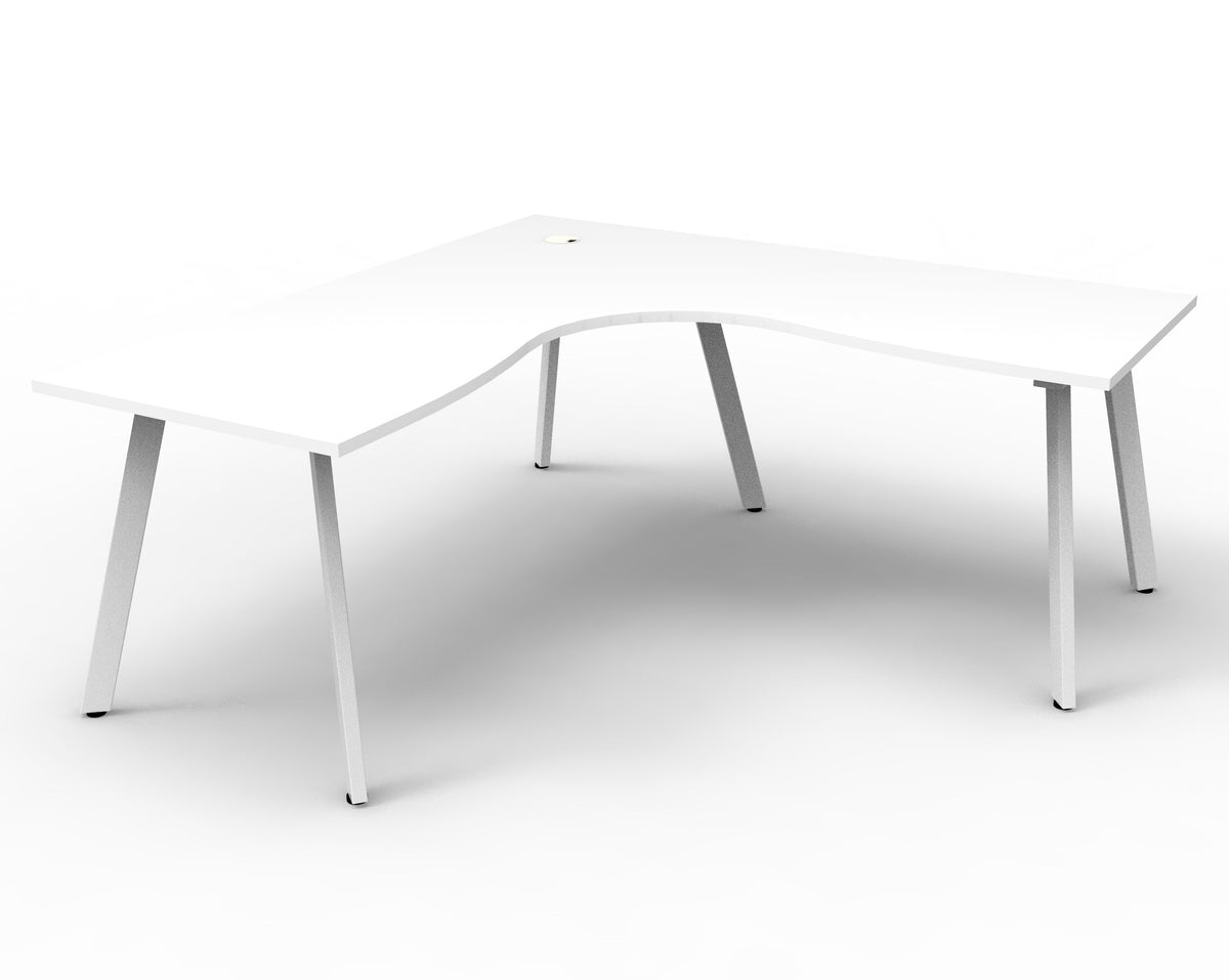 Rapidline Eternity Leg Corner Workstation 1800 x 1500 x 750mm Natural White / White Satin