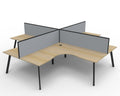 Rapidline Eternity Leg Corner Workstation 1800 x 1500 x 750mm with Screen Natural Oak / Black Satin