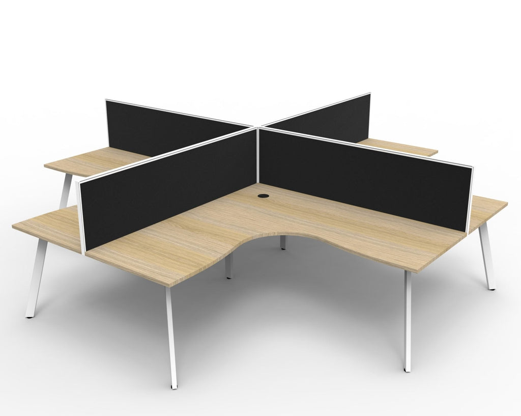 Rapidline Eternity Leg Corner Workstation 1500 x 1500 x 750mm with Screen Natural Oak / White Satin
