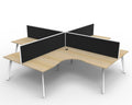 Rapidline Eternity Leg Corner Workstation 1500 x 1500 x 750mm with Screen Natural Oak / White Satin
