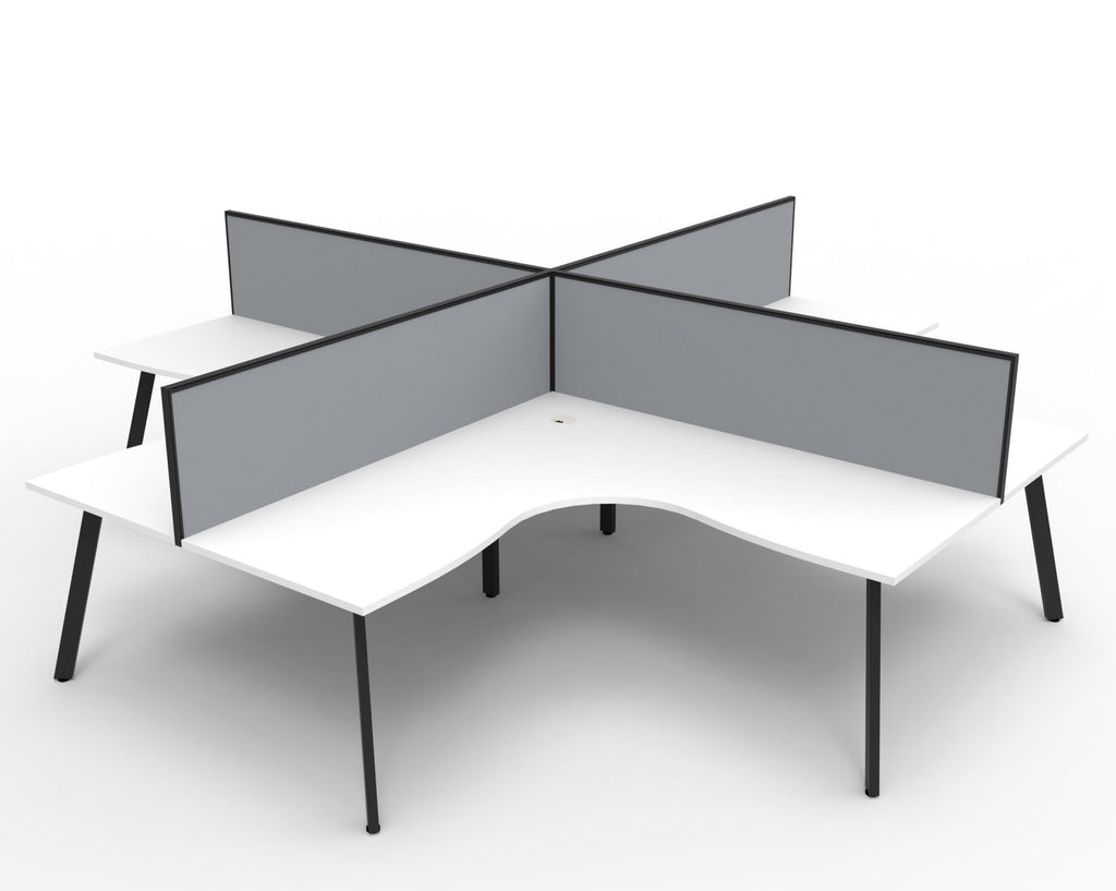 Rapidline Eternity Leg Corner Workstation 1800 x 1800 x 750mm with Screen Natural White / Black Satin