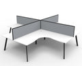 Rapidline Eternity Leg Corner Workstation 1800 x 1800 x 750mm with Screen Natural White / Black Satin