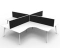 Rapidline Eternity Leg Corner Workstation 1500 x 1500 x 750mm with Screen Natural White / White Satin