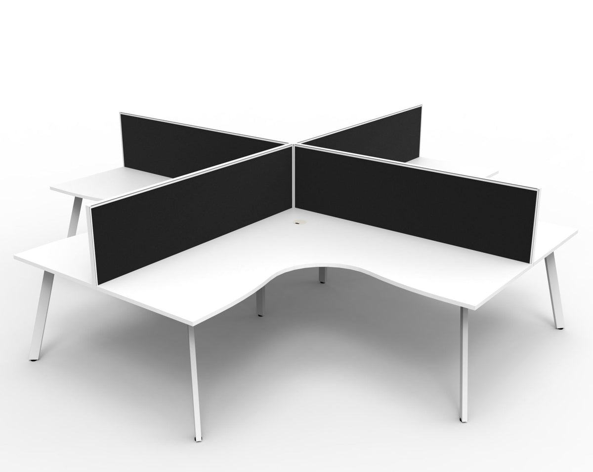 Rapidline Eternity Leg Corner Workstation 1800 x 1500 x 750mm with Screen Natural White / White Satin