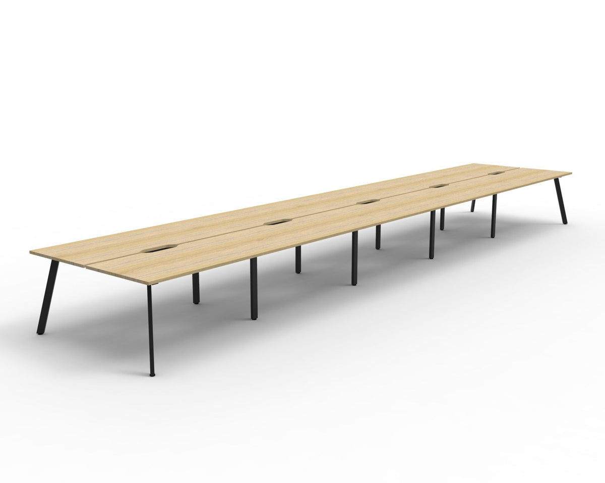 Rapidline Eternity Back to Back 10 Person Workstation 1500 x 750mm Natural Oak / Black Satin