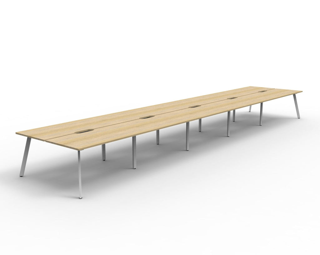 Rapidline Eternity Back to Back 10 Person Workstation 1200 x 750mm Natural Oak / White Satin