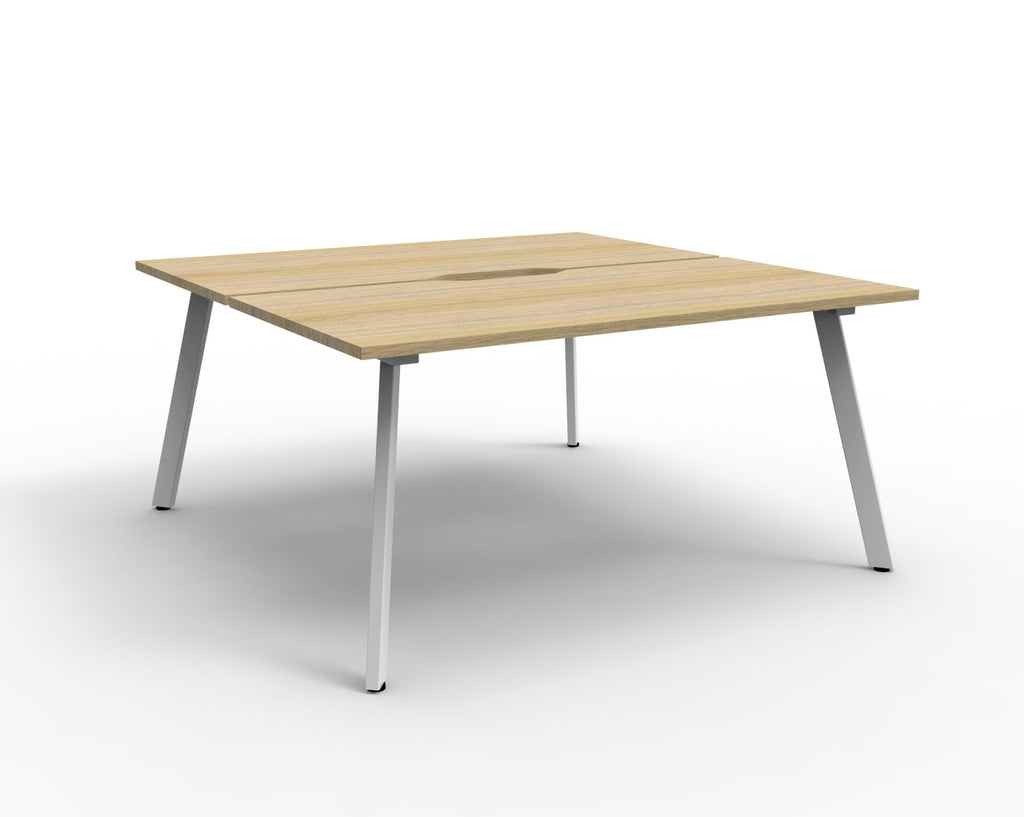 Rapidline Eternity Back to Back 2 Person Workstation 1500 x 750mm Natural Oak / White Satin