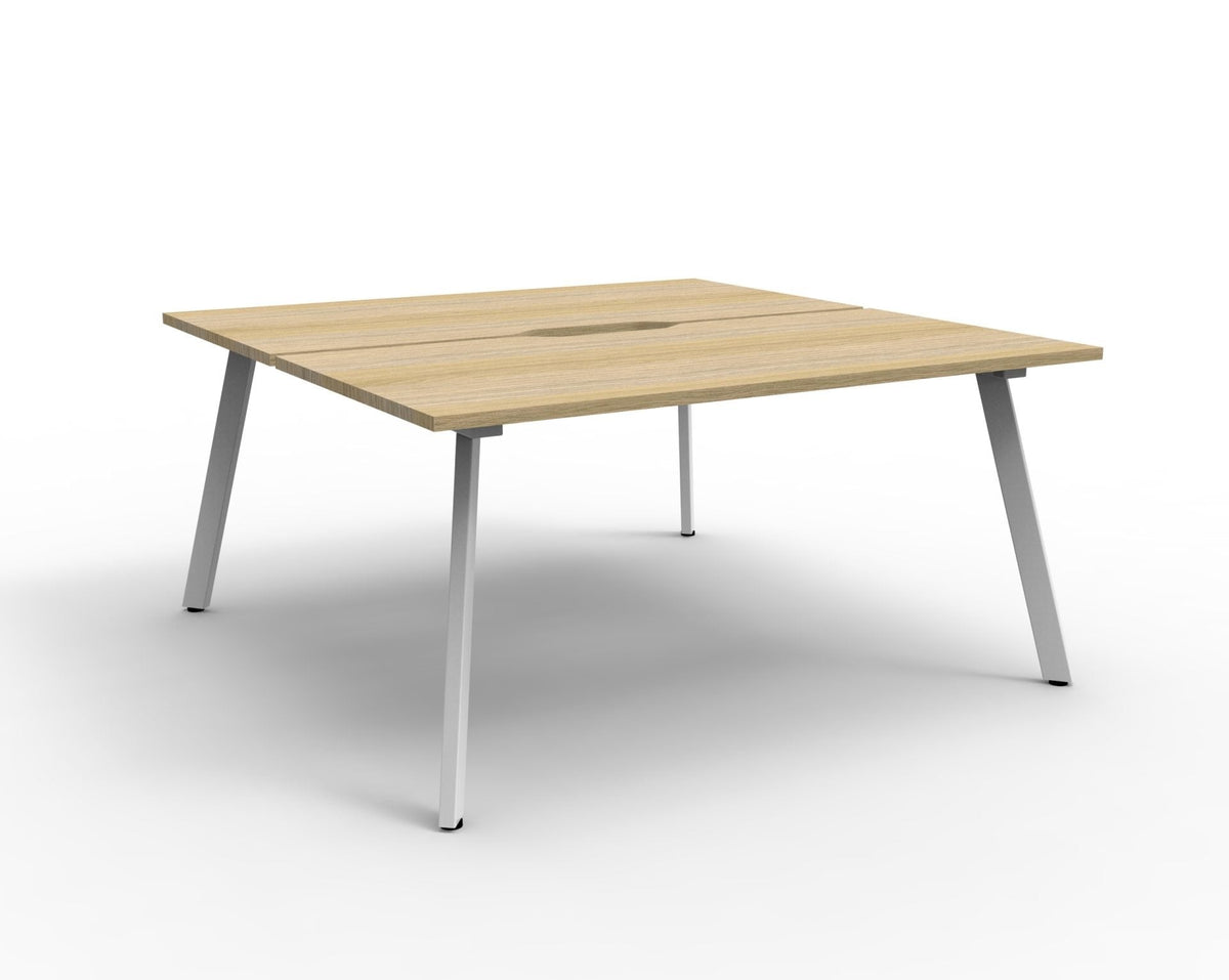 Rapidline Eternity Back to Back 2 Person Workstation 1500 x 750mm Natural Oak / White Satin