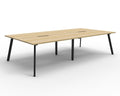 Rapidline Eternity Back to Back 4 Person Workstation 1200 x 750mm Natural Oak / Black Satin
