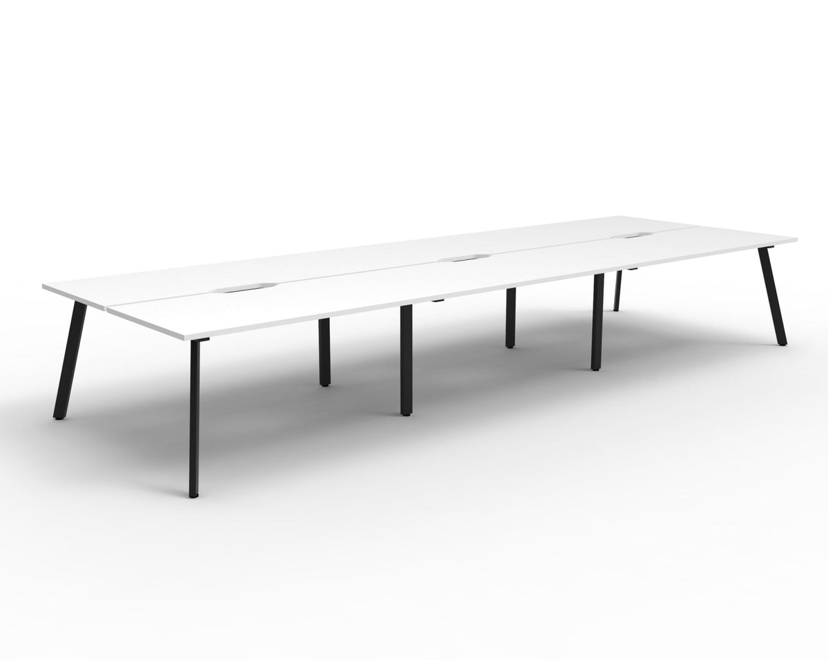 Rapidline Eternity Back to Back 6 Person Workstation 1500 x 750mm Natural White / Black Satin