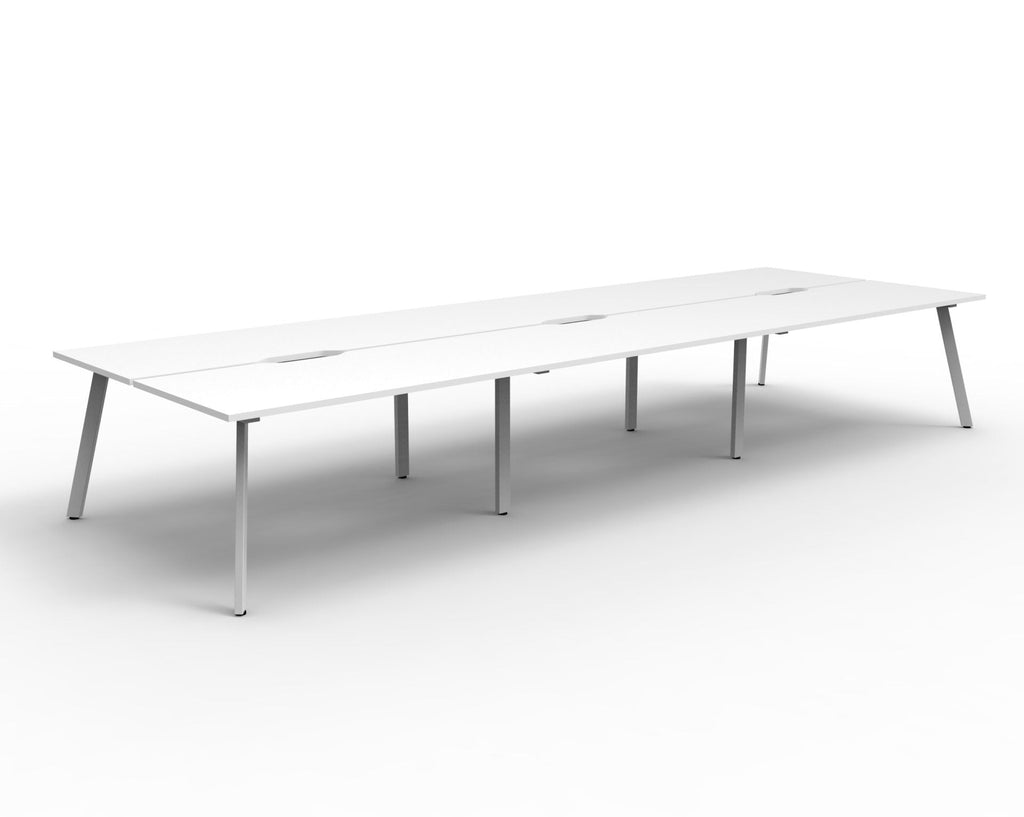 Rapidline Eternity Back to Back 6 Person Workstation 1800 x 750mm Natural White / White Satin