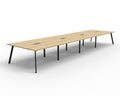 Rapidline Eternity Back to Back 8 Person Workstation 1500 x 750mm Natural Oak / Black Satin