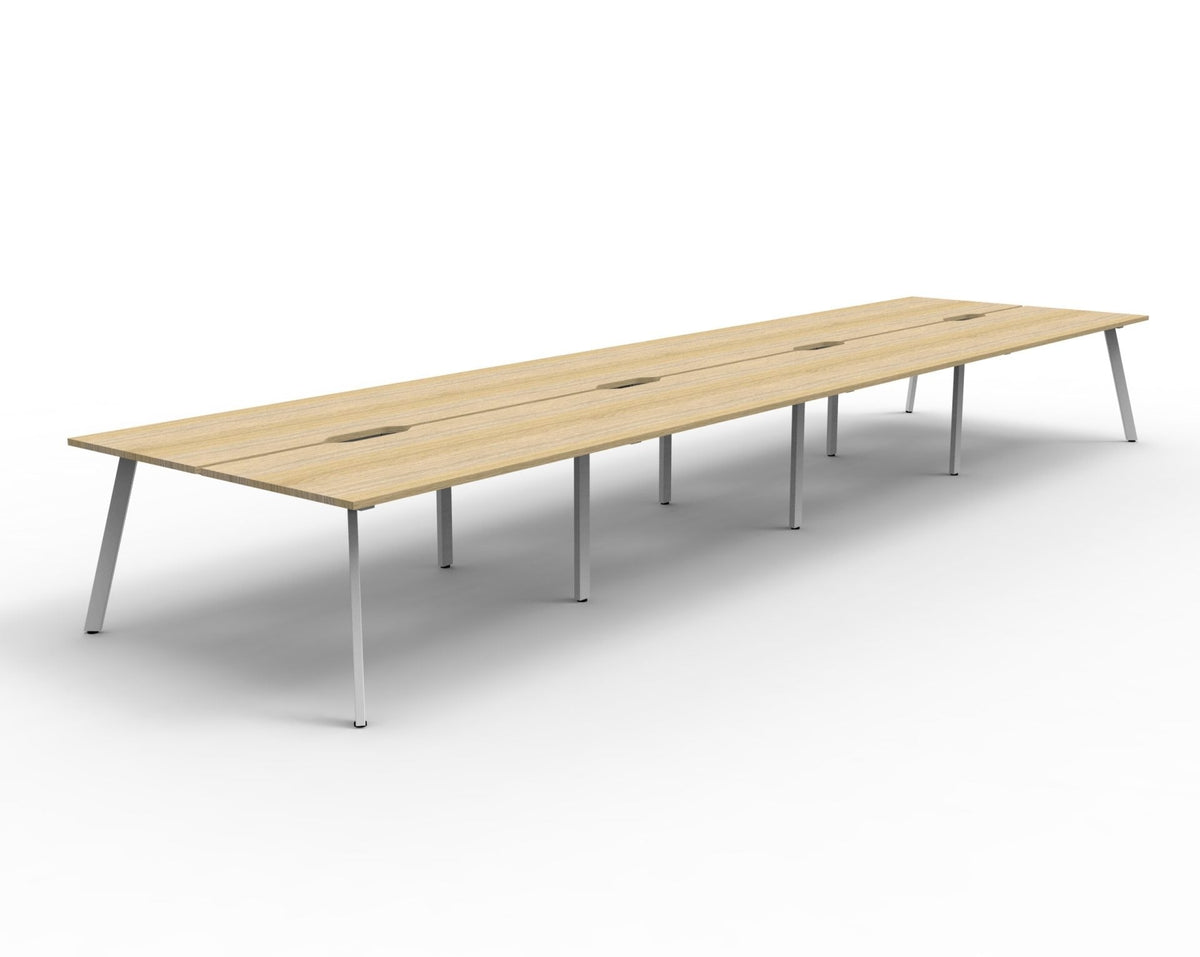 Rapidline Eternity Back to Back 8 Person Workstation 1500 x 750mm Natural Oak / White Satin