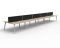 Rapidline Eternity Back to Back 10 Person Workstation 1200 x 750mm with Screen Natural Oak / White Satin