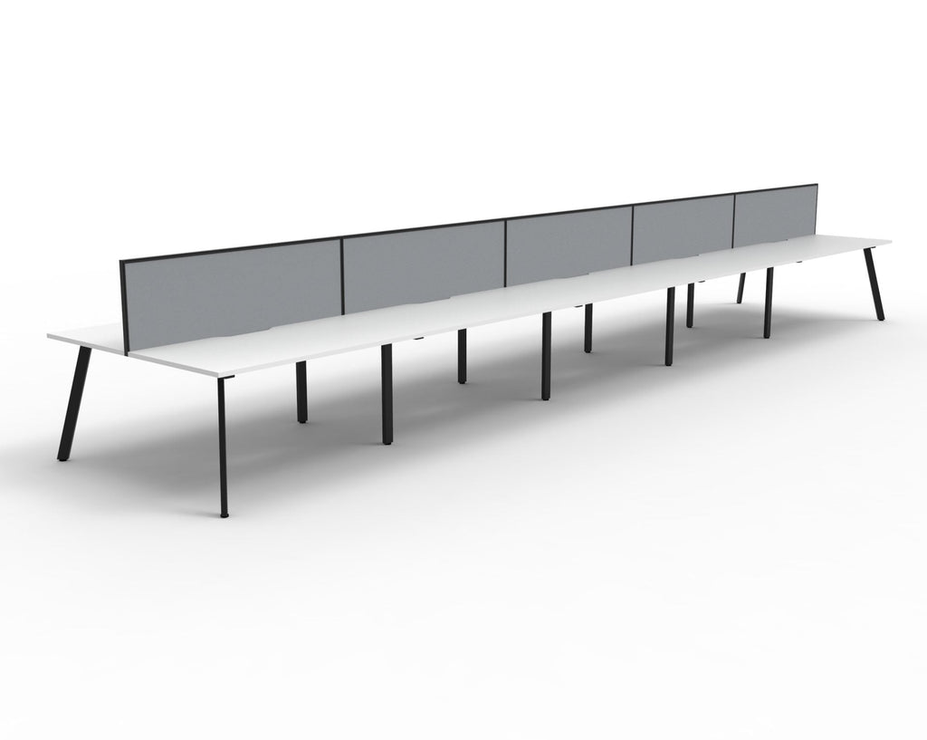 Rapidline Eternity Back to Back 10 Person Workstation 1200 x 750mm with Screen Natural White / Black Satin