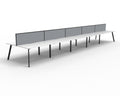 Rapidline Eternity Back to Back 10 Person Workstation 1200 x 750mm with Screen Natural White / Black Satin