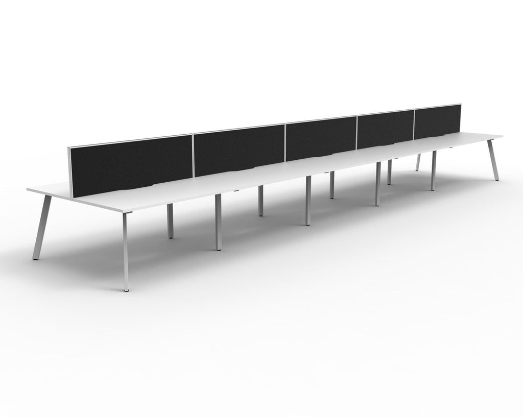 Rapidline Eternity Back to Back 10 Person Workstation 1500 x 750mm with Screen Natural White / White Satin