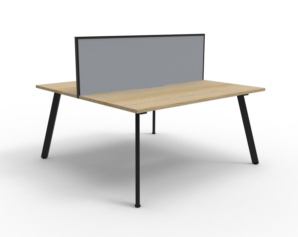 Rapidline Eternity Back to Back 2 Person Workstation 1800 x 750mm with Screen Natural Oak / Black Satin