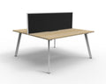 Rapidline Eternity Back to Back 2 Person Workstation 1800 x 750mm with Screen Natural Oak / White Satin
