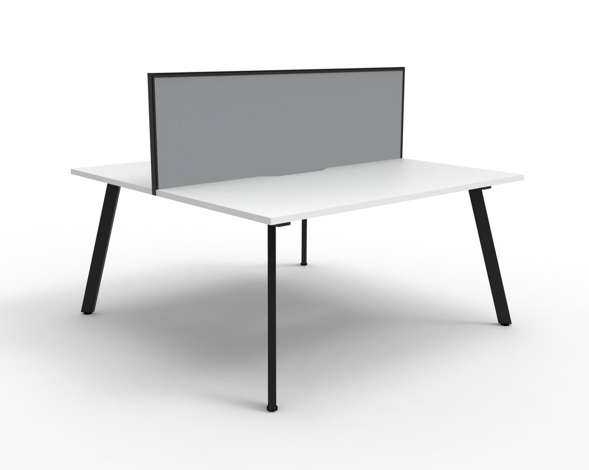 Rapidline Eternity Back to Back 2 Person Workstation 1200 x 750mm with Screen Natural White / Black Satin
