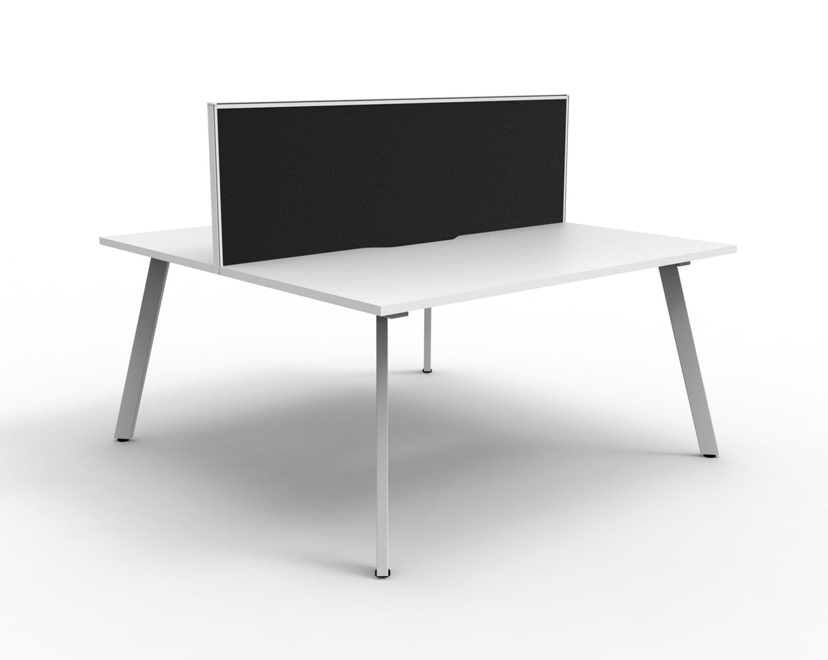 Rapidline Eternity Back to Back 2 Person Workstation 1500 x 750mm with Screen Natural White / White Satin
