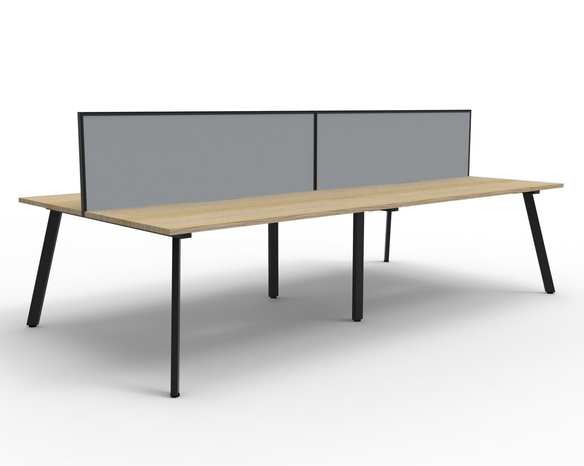 Rapidline Eternity Back to Back 4 Person Workstation 1200 x 750mm with Screen Natural Oak / Black Satin