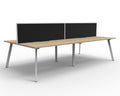 Rapidline Eternity Back to Back 4 Person Workstation 1200 x 750mm with Screen Natural Oak / White Satin