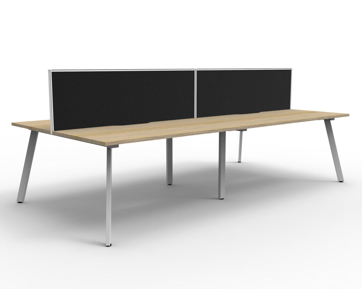 Rapidline Eternity Back to Back 4 Person Workstation 1800 x 750mm with Screen Natural Oak / White Satin