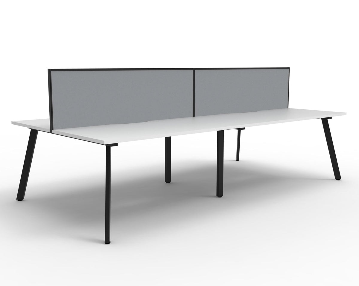 Rapidline Eternity Back to Back 4 Person Workstation 1500 x 750mm with Screen Natural White / Black Satin