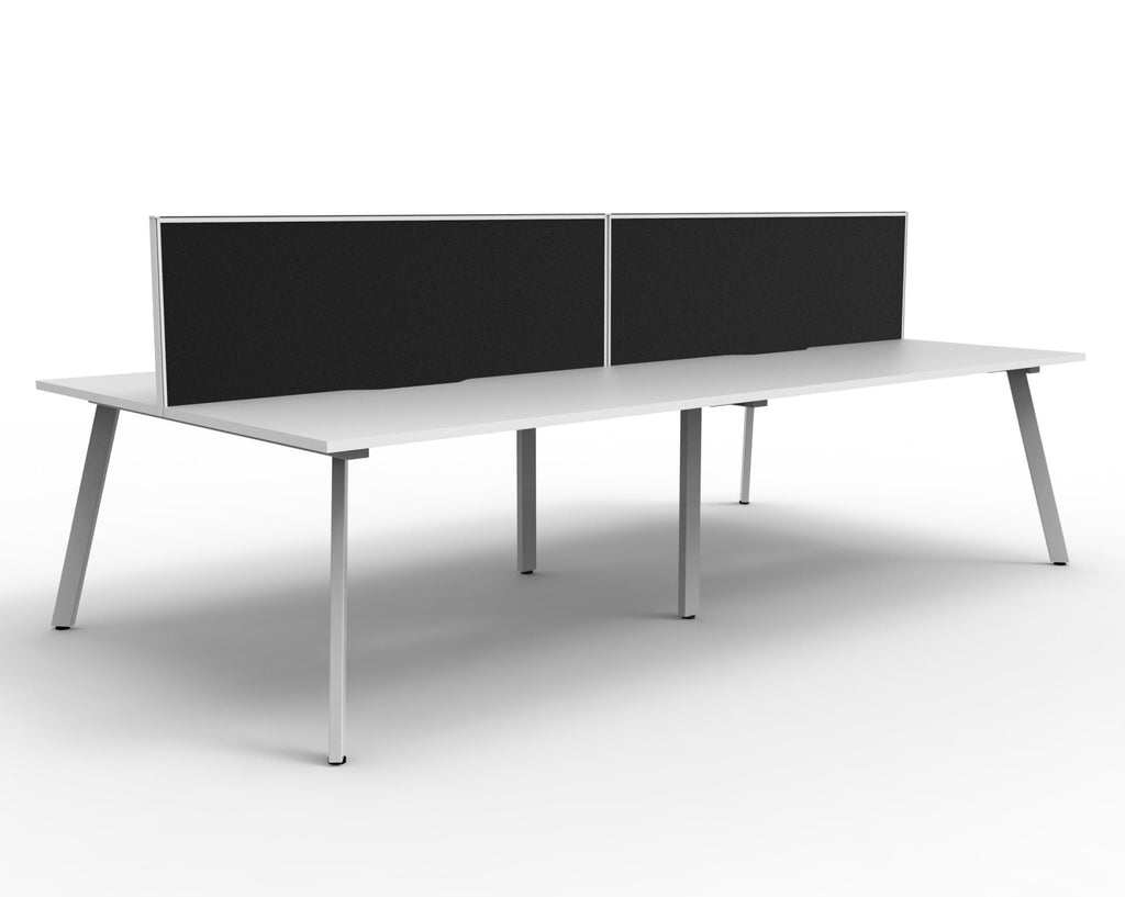 Rapidline Eternity Back to Back 4 Person Workstation 1800 x 750mm with Screen Natural White / White Satin
