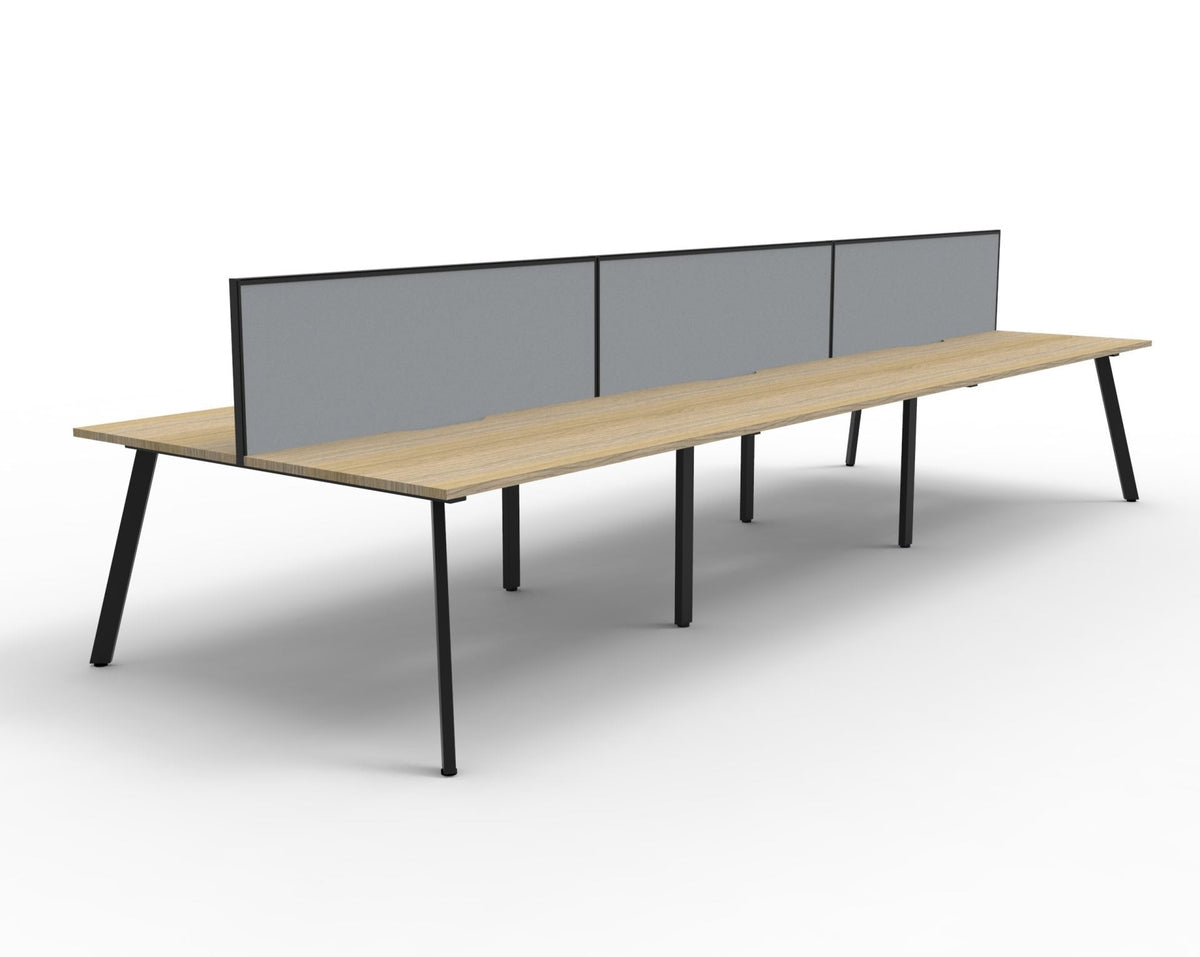 Rapidline Eternity Back to Back 6 Person Workstation 1500 x 750mm with Screen Natural Oak / Black Satin