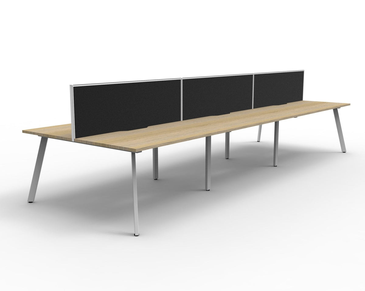 Rapidline Eternity Back to Back 6 Person Workstation 1200 x 750mm with Screen Natural Oak / White Satin