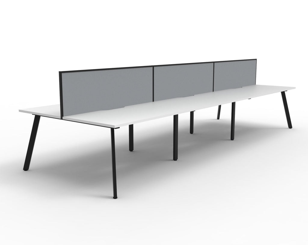 Rapidline Eternity Back to Back 6 Person Workstation 1200 x 750mm with Screen Natural White / Black Satin