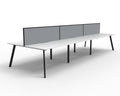 Rapidline Eternity Back to Back 6 Person Workstation 1200 x 750mm with Screen Natural White / Black Satin
