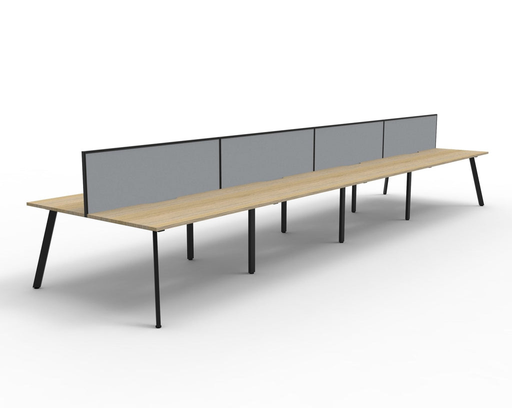 Rapidline Eternity Back to Back 8 Person Workstation 1200 x 750mm with Screen Natural Oak / Black Satin