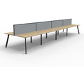Rapidline Eternity Back to Back 8 Person Workstation 1200 x 750mm with Screen Natural Oak / Black Satin
