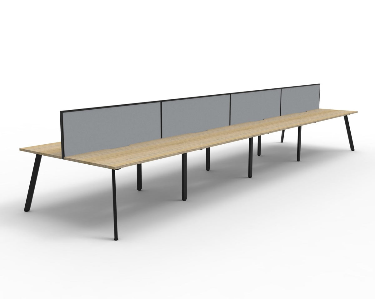 Rapidline Eternity Back to Back 8 Person Workstation 1500 x 750mm with Screen Natural Oak / Black Satin