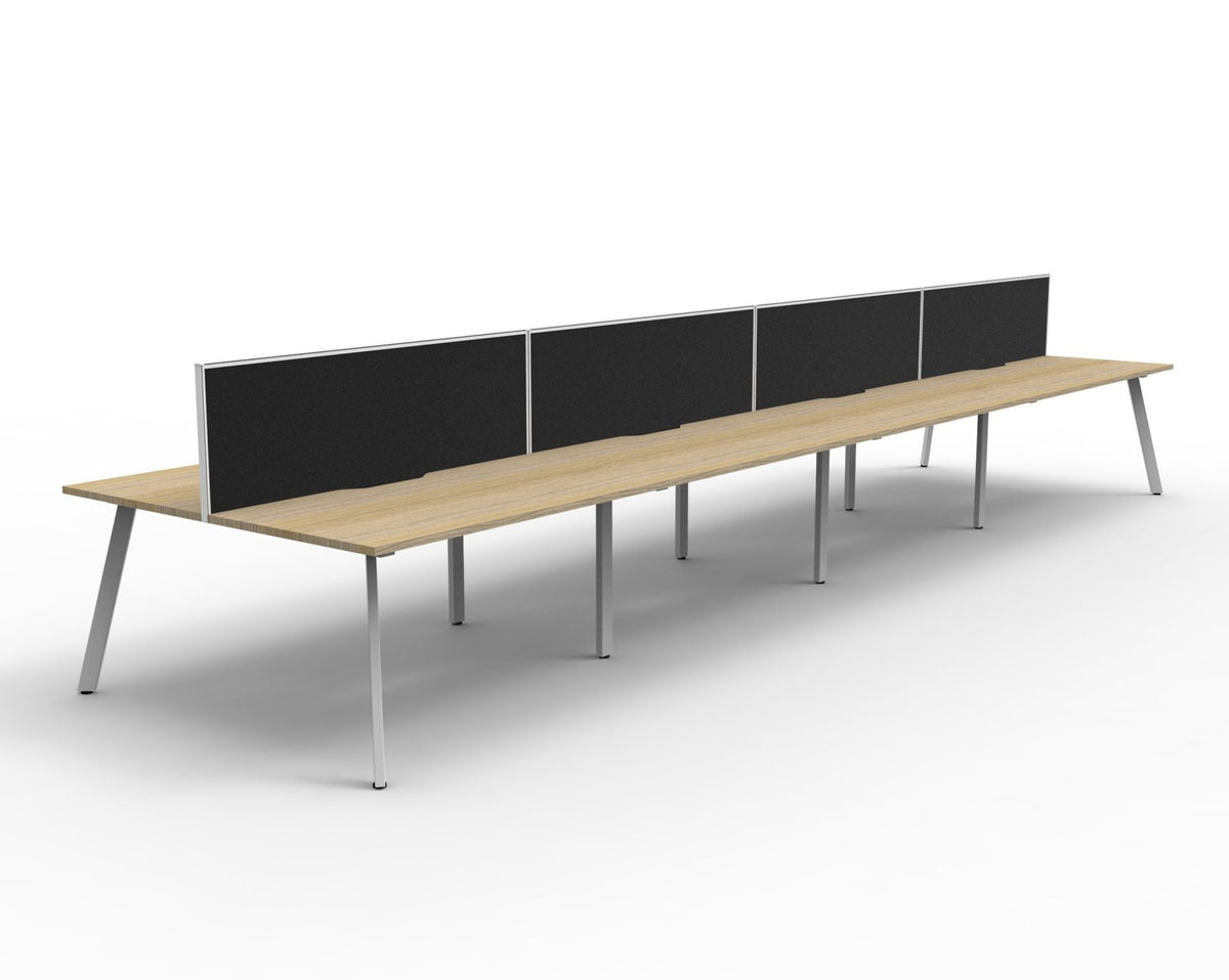 Rapidline Eternity Back to Back 8 Person Workstation 1200 x 750mm with Screen Natural Oak / White Satin