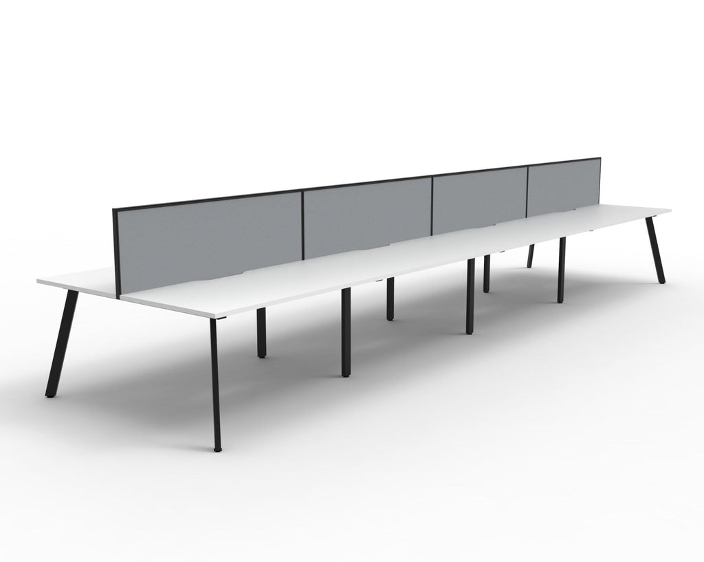 Rapidline Eternity Back to Back 8 Person Workstation 1800 x 750mm with Screen Natural White / Black Satin