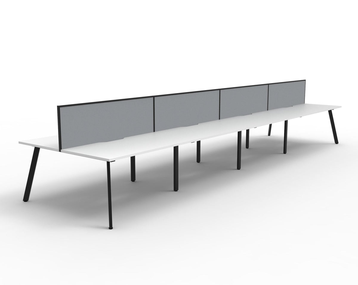 Rapidline Eternity Back to Back 8 Person Workstation 1800 x 750mm with Screen Natural White / Black Satin