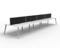 Rapidline Eternity Back to Back 8 Person Workstation 1500 x 750mm with Screen Natural White / White Satin