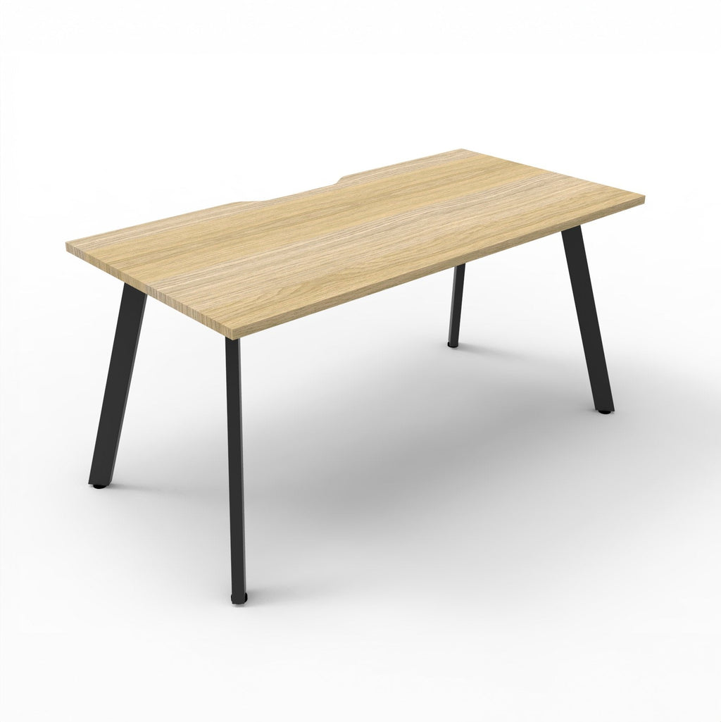 Rapidline Eternity Single Sided 2 Person Workstation 1200 x 750mm Natural Oak / Black Satin