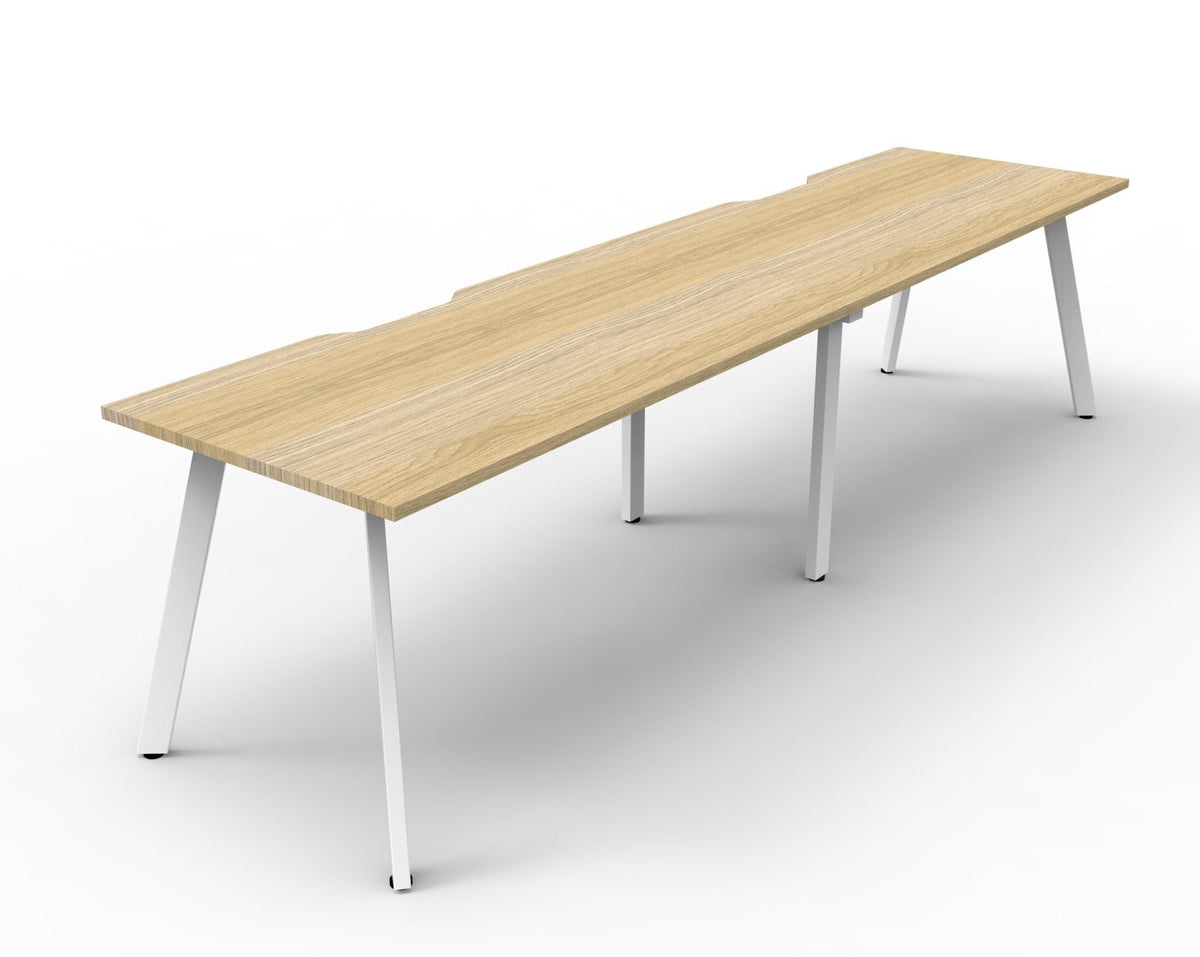 Rapidline Eternity Single Sided 2 Person Workstation 1200 x 750mm Natural Oak / White Satin
